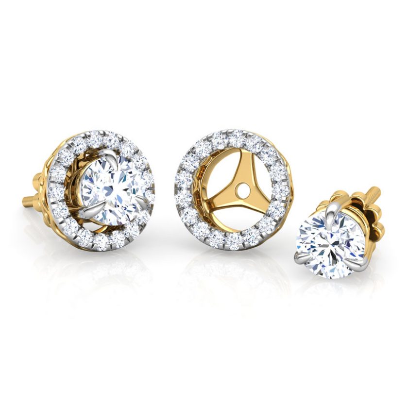 Glitter Halo Solitaire Stud Earrings