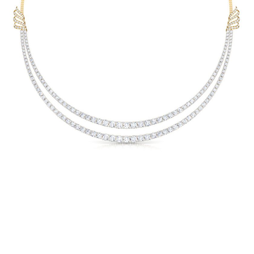 Two Line Brooch Solitaire Necklace